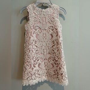 Tadashi Shoji Girls Pink & White Lace Dress